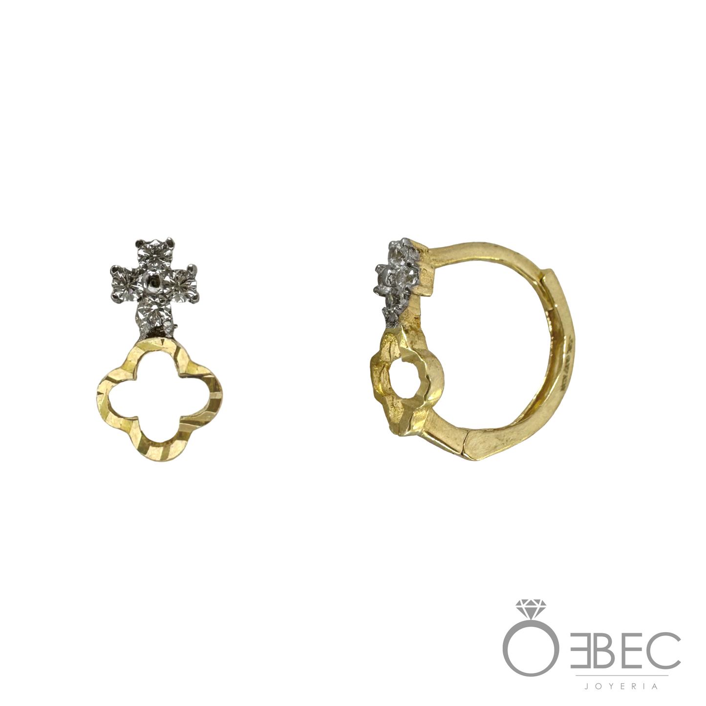 Arete tipo Huggie mini con cruz