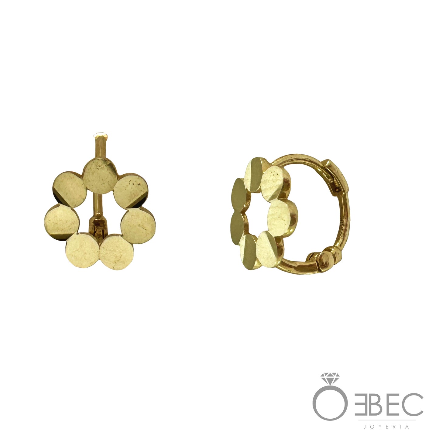 Arete tipo Huggie mini de flor
