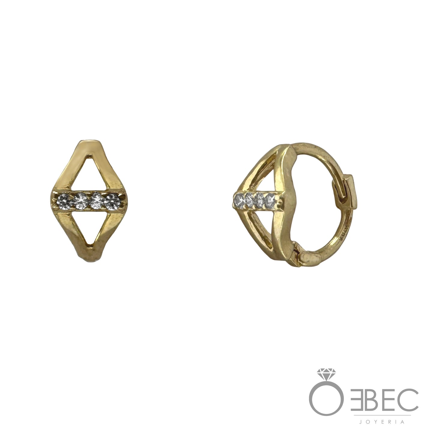 Arete tipo Huggie mini de rombo