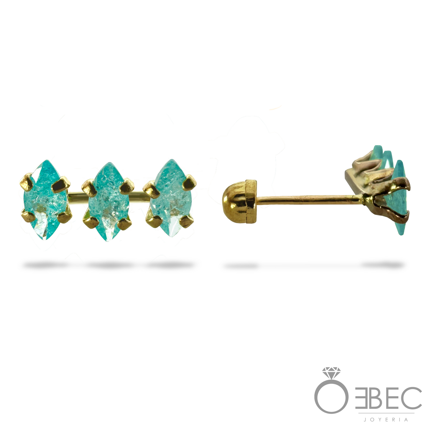Broquel de 3 piedras de colores