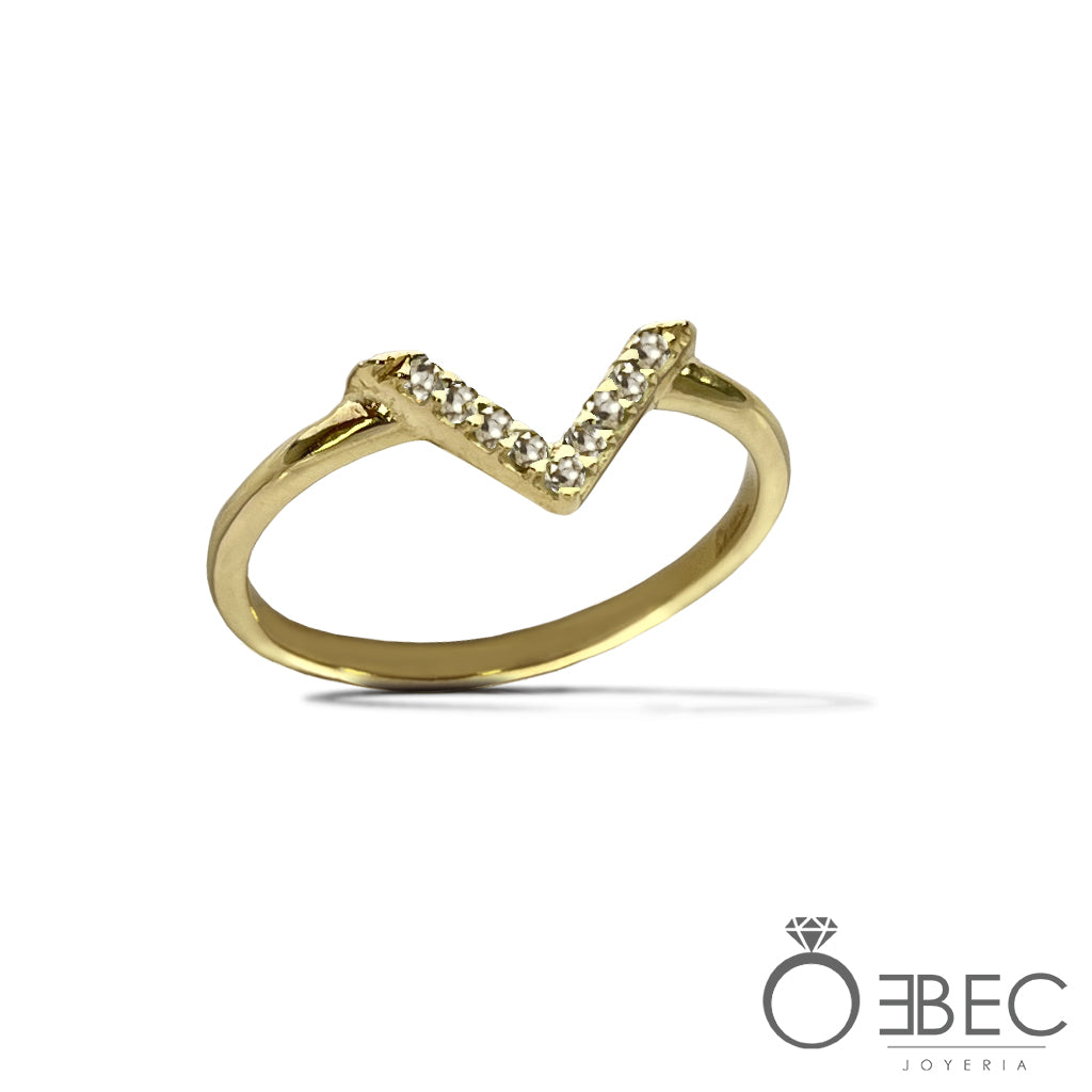 Anillo fino en V con Zirconias