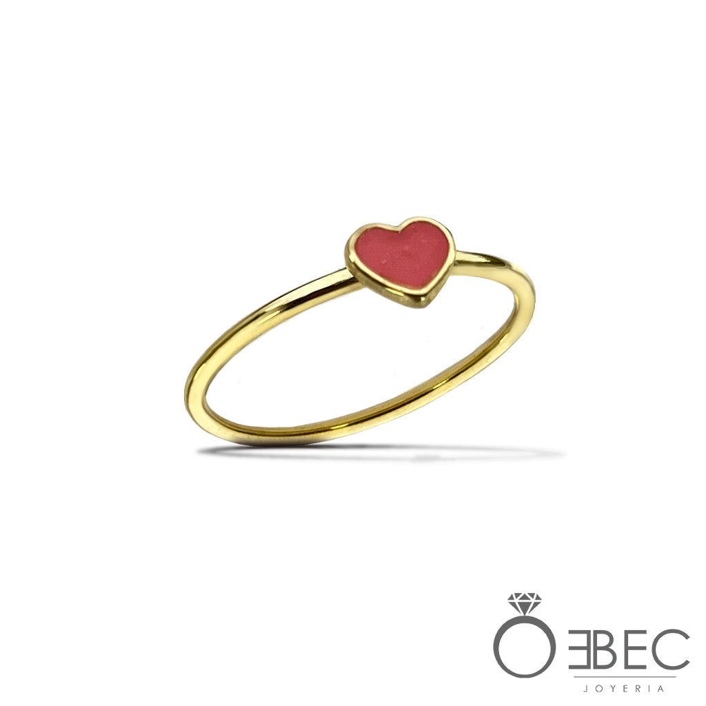 Anillo fino con Corazón y Color