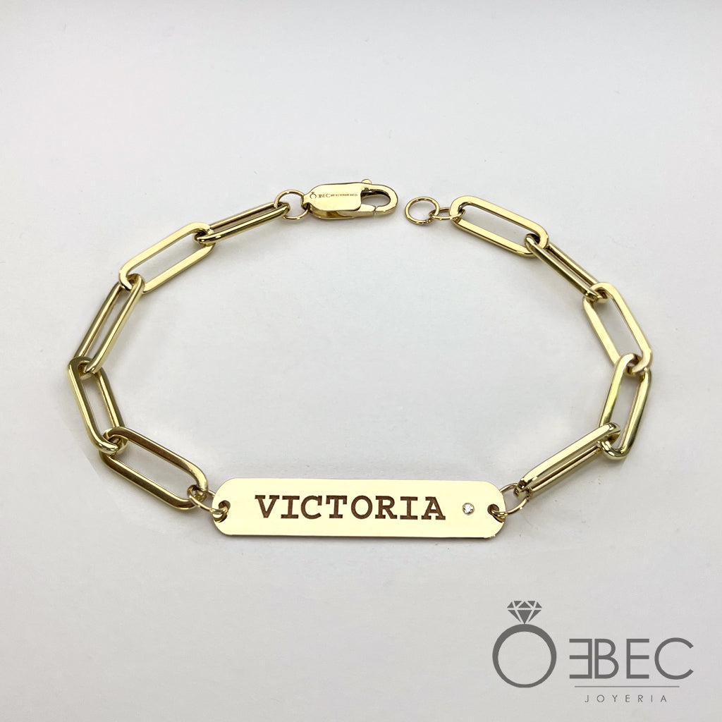 Pulsera de Placa personalizada Zirconia y Nombre