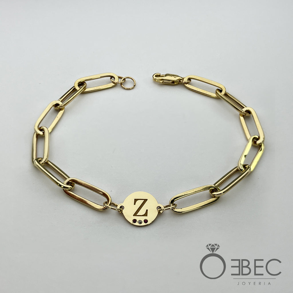 Pulsera de Eslabones personalizada con Placa de inicial