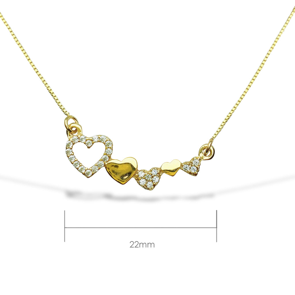Gargantilla de 5 corazónes piedras